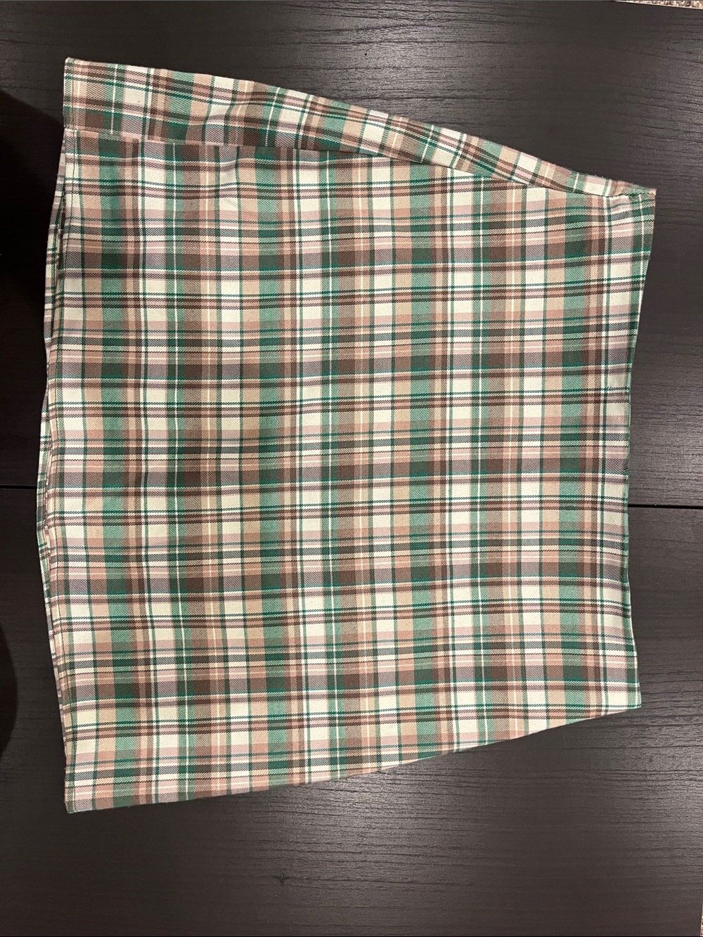 Zara Green, Brown and Cream Plaid Mini Skirt
